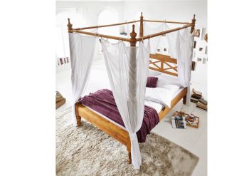 Himmelbett Sheesham 200x200x224  braun geölt NATURE BROWN #533