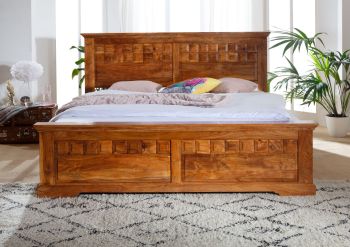 Bett Akazie 200x200x114 honig lackiert OXFORD #0311