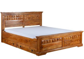 Bett Akazie 200x200x114 honig lackiert OXFORD #0311