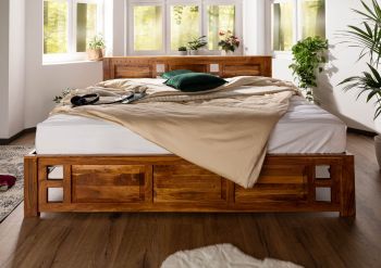 Bett Akazie 200x200x90 honig lackiert OXFORD #0254