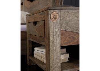 Nachttisch Sheesham 50x35x45  grau geölt NATURE GREY #91