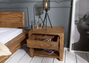 Nachttisch Sheesham 60x40x50 braun geölt BUENO #005
