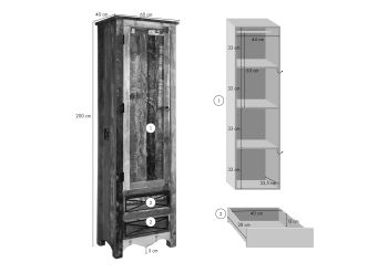 Garderobe Altholz 60x40x200 mehrfarbig lackiert NATURE OF SPIRIT #109