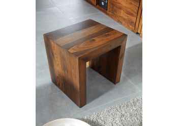 Hocker Sheesham 45x40x40 walnuss lackiert DUKE #111
