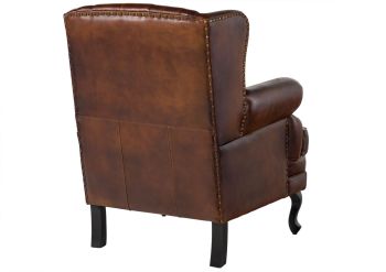 Ohrensessel Echtleder 88x80x108 braun CHESTERFIELD #101