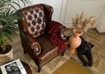 Ohrensessel Echtleder 88x80x108 braun CHESTERFIELD #101
