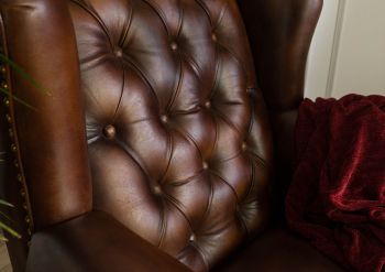 Ohrensessel Echtleder 88x80x108 braun CHESTERFIELD #101
