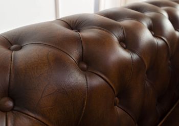 Sofa 4-Sitzer Echtleder 274x82x75 braun CHESTERFIELD #104
