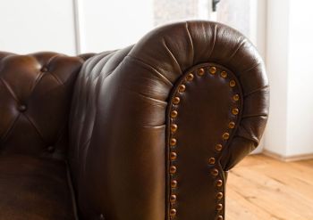 Sofa 4-Sitzer Echtleder 274x82x75 braun CHESTERFIELD #104