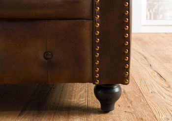 Sofa 4-Sitzer Echtleder 274x82x75 braun CHESTERFIELD #104
