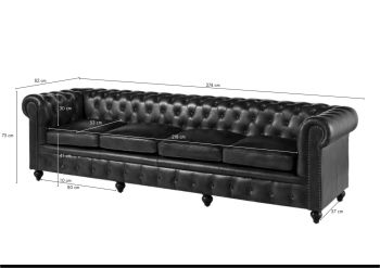 Sofa 4-Sitzer Echtleder 274x82x75 braun CHESTERFIELD #104