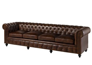 Sofa 4-Sitzer Echtleder 274x82x75 braun CHESTERFIELD #104