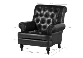 Sessel Echtleder 84x84x94 braun CHESTERFIELD #105