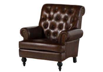 Sessel Echtleder 84x84x94 braun CHESTERFIELD #105