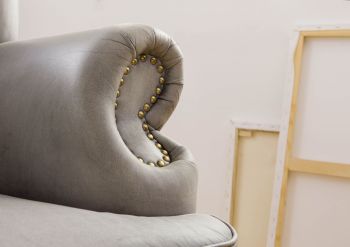 Ohrensessel Echtleder 88x81x105 grau CHESTERFIELD #201