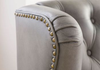 Ohrensessel Echtleder 88x81x105 grau CHESTERFIELD #201
