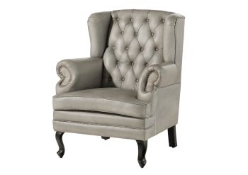 Ohrensessel Echtleder 88x81x105 grau CHESTERFIELD #201