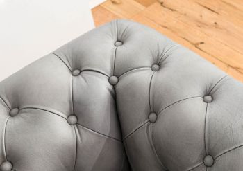Sofa 4-Sitzer Echtleder 274x82x75 grau CHESTERFIELD #204