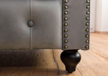Sofa 3-Sitzer Echtleder 216x82x75 grau CHESTERFIELD #203