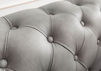 Sofa 4-Sitzer Echtleder 274x82x75 grau CHESTERFIELD #204