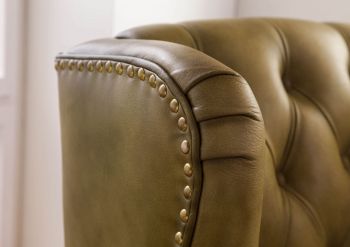 Ohrensessel Echtleder 88x81x105 grün CHESTERFIELD #301