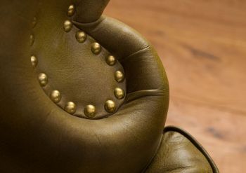 Ohrensessel Echtleder 88x81x105 grün CHESTERFIELD #301