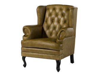 Ohrensessel Echtleder 88x81x105 grün CHESTERFIELD #301