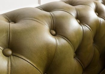 Sofa 2-Sitzer Echtleder 158x82x75 grün CHESTERFIELD #302