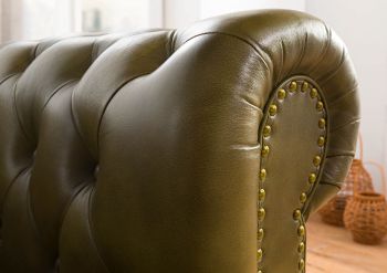 Sofa 2-Sitzer Echtleder 158x82x75 grün CHESTERFIELD #302