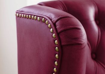 Ohrensessel Echtleder 88x81x105 rot CHESTERFIELD #401