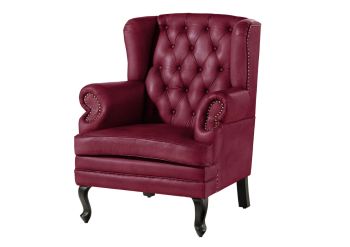 Ohrensessel Echtleder 88x81x105 rot CHESTERFIELD #401
