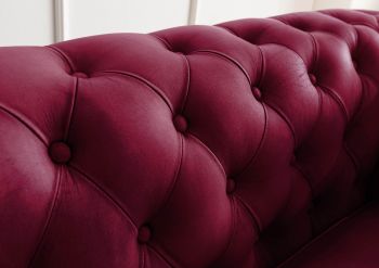 Sofa 3-Sitzer Echtleder 216x82x75 rot CHESTERFIELD #403