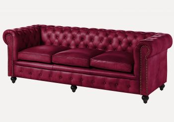 Sofa 3-Sitzer Echtleder 216x82x75 rot CHESTERFIELD #403