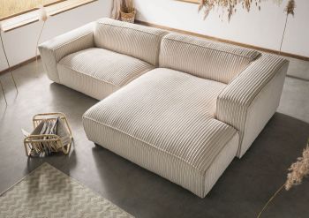 Ecksofa 279x164x69 Cord elfenbein VALENCIA