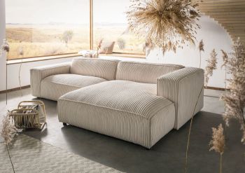 Ecksofa 279x164x69 Cord elfenbein VALENCIA