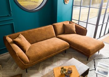 Ecksofa 277x173x76 Polyester cognac GENT