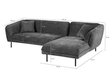 Ecksofa 277x173x76 Polyester grau-grün GENT