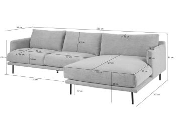 Ecksofa 285x161x81 Silikon-Feder Mix grau TRIENT