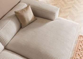 Ecksofa 304x164x69 Ottomane rechts Cord elfenbein VALENCIA