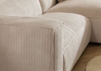 Ecksofa 304x164x69 Ottomane rechts Cord elfenbein VALENCIA
