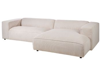 Ecksofa 304x164x69 Ottomane rechts Cord elfenbein VALENCIA