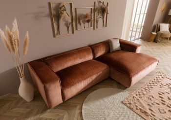 Ecksofa 304x164x69 Ottomane rechts Cord kupfer VALENCIA