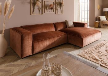 Ecksofa 304x164x69 Ottomane rechts Cord kupfer VALENCIA
