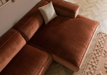 Ecksofa 304x164x69 Ottomane rechts Cord kupfer VALENCIA