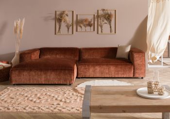 Ecksofa 304x164x69 Ottomane links Cord kupfer VALENCIA