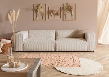 Sofa 3-Sitzer 286x103x69 Cord elfenbein VALENCIA
