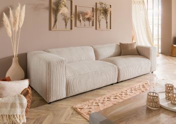 Sofa 3-Sitzer 286x103x69 Cord elfenbein VALENCIA