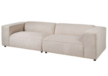 Sofa 3-Sitzer 286x103x69 Cord elfenbein VALENCIA