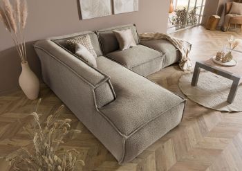 Ecksofa inkl. Hocker 195x220x79 Polyester taupe RAVENNA.