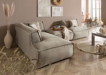 Ecksofa inkl. Hocker 195x220x79 Polyester taupe RAVENNA.